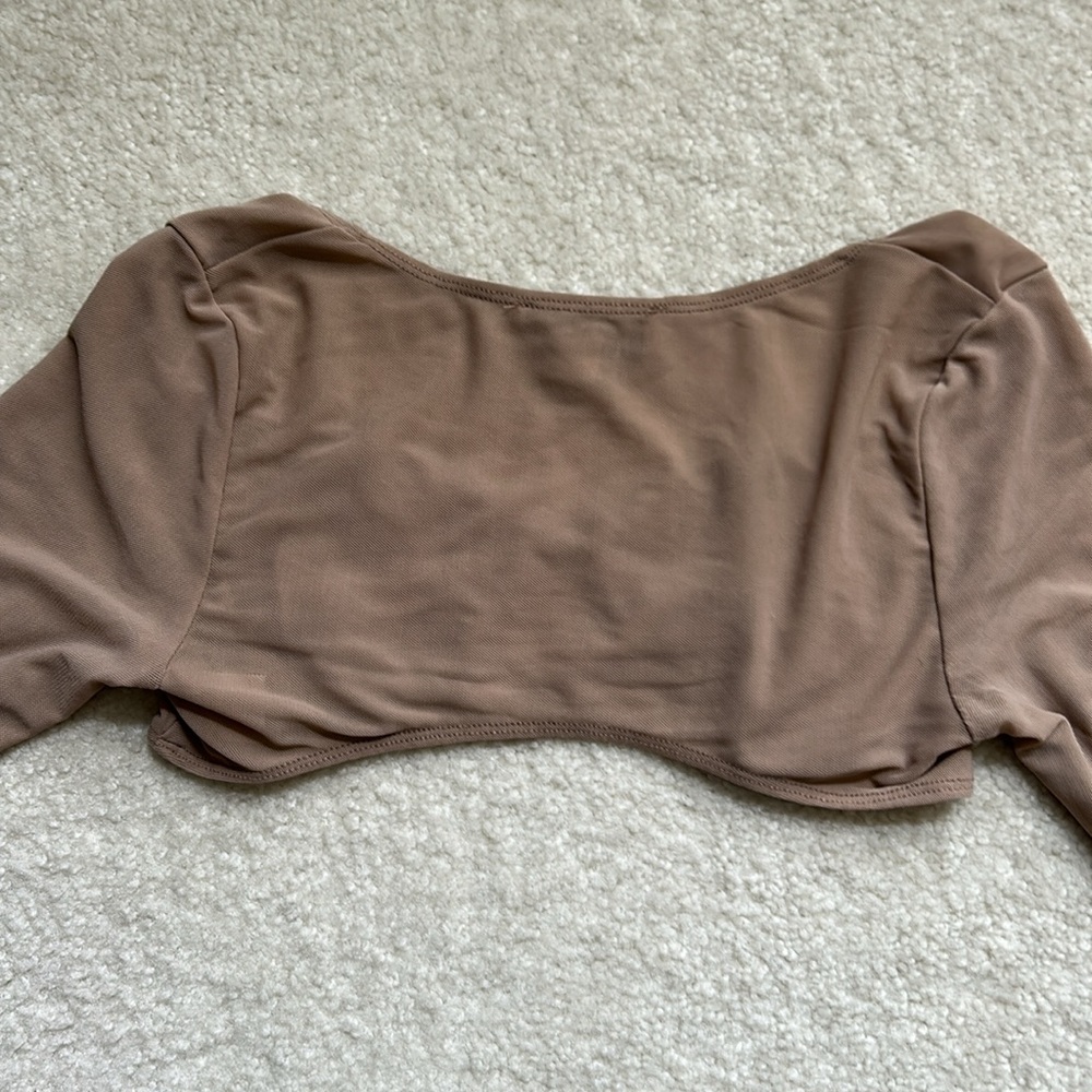 TIC TOC Tan Long Sleeve Crop Top - Picture 5 of 8
